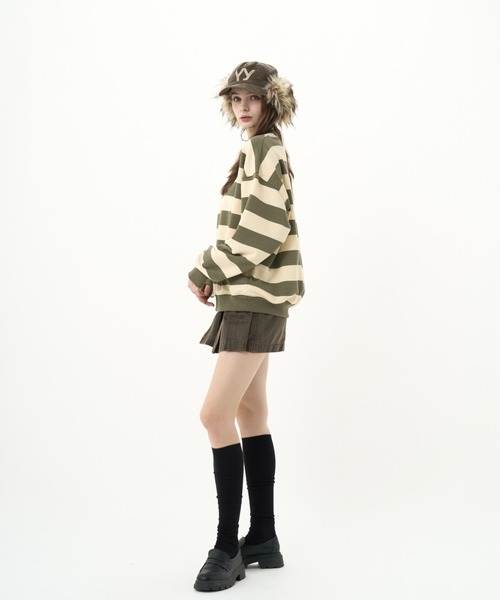 BENUA(ベヌア)の「striped sweatshirt/ボーダースウェット(スウェット・レディース・カーキ/ネイビー・FREE)」の21枚目の写真