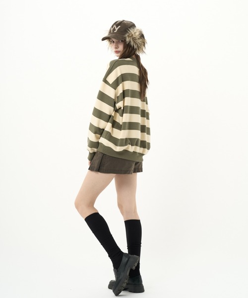 BENUA(ベヌア)の「striped sweatshirt/ボーダースウェット(スウェット・レディース・カーキ/ネイビー・FREE)」の22枚目の写真