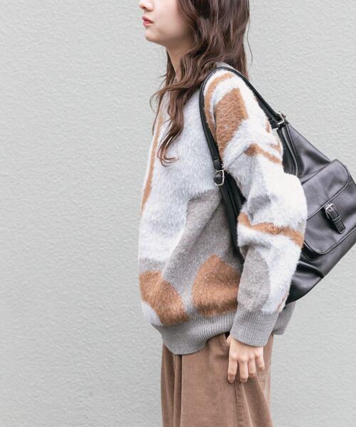 ITEMS URBANRESEARCH（アイテムズ アーバンリサーチ）の「フェザージャガードニット（ニット/セーター・レディース・アイボリー/ブルー/ブラウン/チャコールグレー/ブルー系その他・FREE）」の7枚目の写真