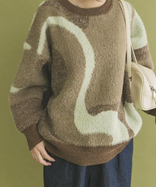 ITEMS URBANRESEARCH（アイテムズ アーバンリサーチ）の「フェザージャガードニット（ニット/セーター・レディース・アイボリー/ブルー/ブラウン/チャコールグレー/ブルー系その他・FREE）」の13枚目の写真