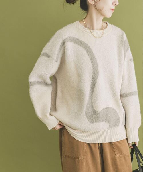 ITEMS URBANRESEARCH（アイテムズ アーバンリサーチ）の「フェザージャガードニット（ニット/セーター・レディース・アイボリー/ブルー/ブラウン/チャコールグレー/ブルー系その他・FREE）」の6枚目の写真