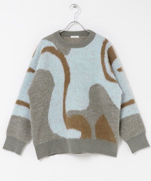 ITEMS URBANRESEARCH（アイテムズ アーバンリサーチ）の「フェザージャガードニット（ニット/セーター・レディース・アイボリー/ブルー/ブラウン/チャコールグレー/ブルー系その他・FREE）」の5枚目の写真