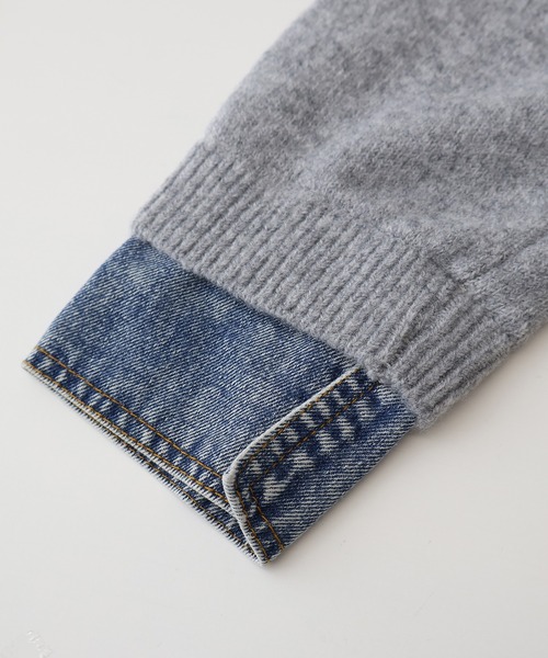 SpRay(スプレイ)の「【デニムMIXでこなれ感】デニム切替フェイクレイヤードニットカーディガン(カーディガン/ボレロ・レディース・チャコールグレー/ネイビー/グレー/ボルドー/オフホワイト/ブラウン/キャメル・FREE)」の17枚目の写真