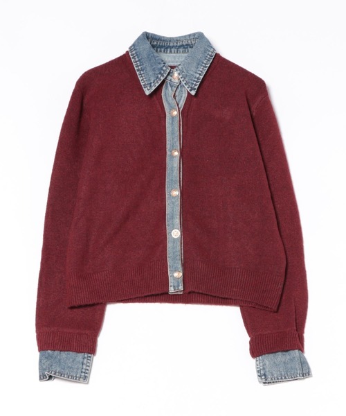 セール】【デニムMIXでこなれ感】デニム切替フェイクレイヤード