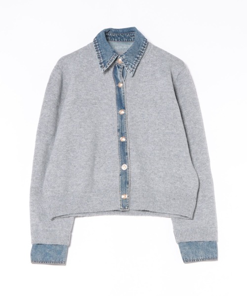 セール】【デニムMIXでこなれ感】デニム切替フェイクレイヤード