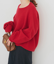 スピックアンドスパン　カシミヤエンブロイダリーニット　HOPE刺繍　レッド Spick & Span｜スピック アンド スパンのニット/セーター