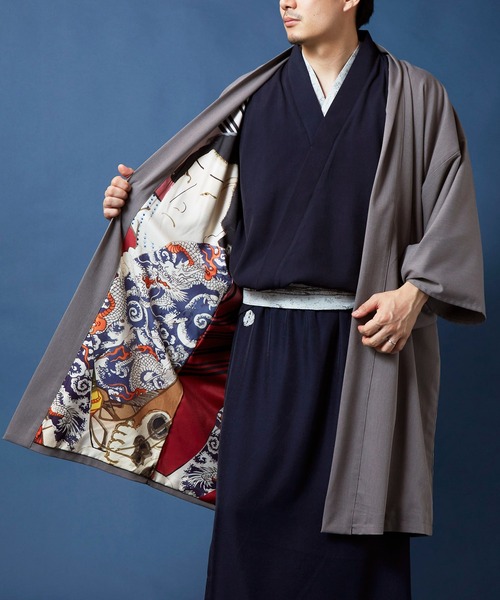 カヤ（カヤ）の「【カヤ】暗々裏 着物メンズ羽織（カーディガン/ボレロ・メンズ・ブラック/グレー/レッド・FREE）」の2枚目の写真