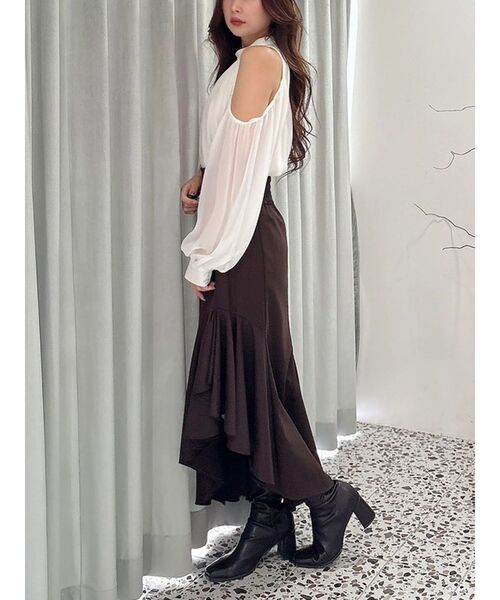 MERCURYDUO（マーキュリーデュオ）の「アシメマーメイドスカート（スカート・レディース・アイボリー/ネイビー/ブラウン・SMALL/MEDIUM）」の16枚目の写真