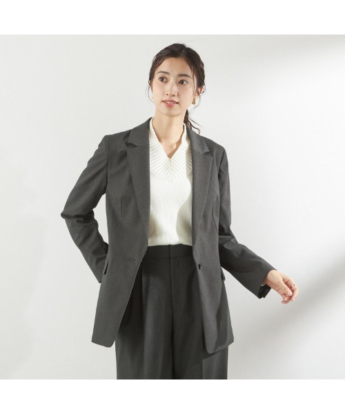 セール】【おうちで洗えるストレッチスーツ】【すぐ着られるパンツ裾