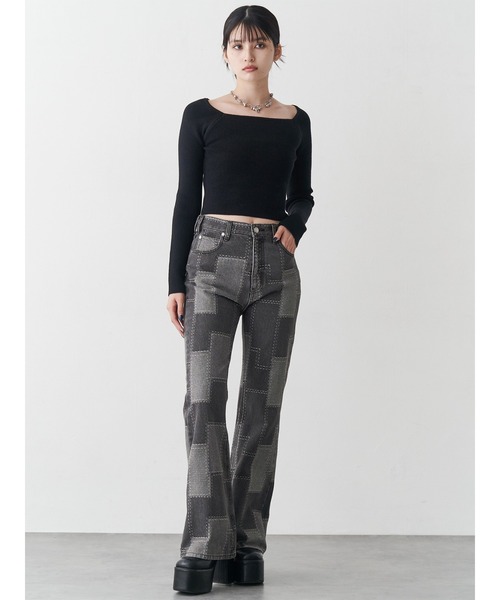 MURUA(ムルーア)の「ベーシックリブニット(ニット/セーター・レディース・ホワイト/グレー/ブラック・FREE)」の6枚目の写真