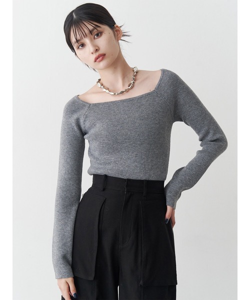 MURUA(ムルーア)の「ベーシックリブニット(ニット/セーター・レディース・ホワイト/グレー/ブラック・FREE)」の9枚目の写真