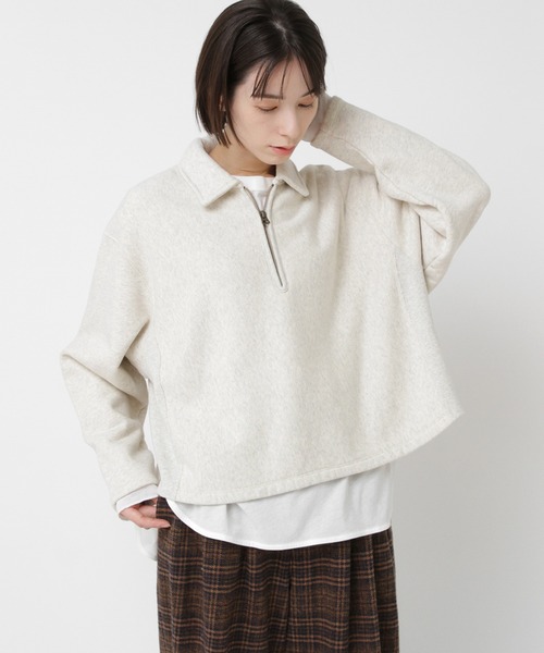 RNA-N(アールエヌエーエヌ)の「M2570 ヴィンテージライク ZIP UP プルオーバー(Tシャツ/カットソー・レディース・オートミール/チャコール/キナリ・FREE)」の1枚目の写真