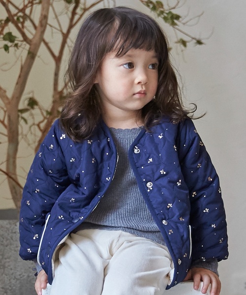petit main（プティマイン）の「【リンク】箔プリントリバーシブルジャケット（ブルゾン・キッズ・ブルーグレー/アイボリー/ライトピンク/ネイビー・80ｃｍ/130cm/120cm/110cm/100cm/90cm）」の3枚目の写真