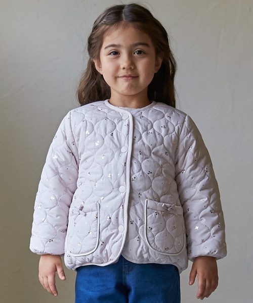 petit main（プティマイン）の「【リンク】箔プリントリバーシブルジャケット（ブルゾン・キッズ・ブルーグレー/アイボリー/ライトピンク/ネイビー・80ｃｍ/130cm/120cm/110cm/100cm/90cm）」の4枚目の写真