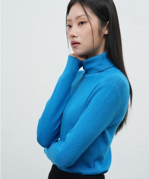 GENERAL IDEA（ジェネラルアイデア）の「daily ribbed turtle neck pullover タートルネックリブニットプルオーバー（ニット/セーター・レディース・ブルー/ブラック/ピンク/ホワイト・L/M/S）」の21枚目の写真