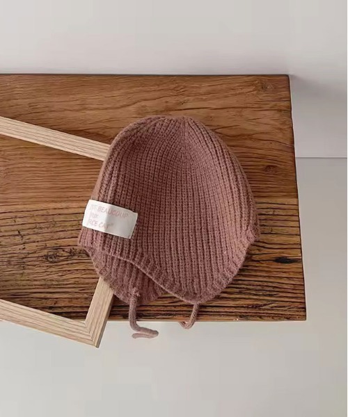 Bambin（ボンバン）の「【 Bambin / ボンバン 】 リブニット ボンネット ニット帽（ニットキャップ/ビーニー・キッズ・ブラック/アイボリー/オレンジ/ブラウン/レッド・FREE）」の3枚目の写真