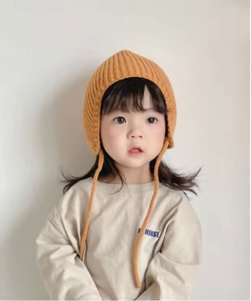 セール】【 Bambin / ボンバン 】 リブニット ボンネット ニット帽