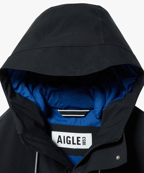 AIGLE(エーグル)の「透湿防水 インサレーション ロングジャケット(マウンテンパーカー・メンズ・ブラック/ブルー・L/M)」の7枚目の写真