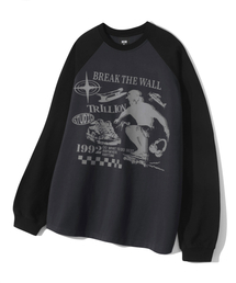 スケートボードピグメントグラフィックレグロンロングスリーブ(CHARCOAL)