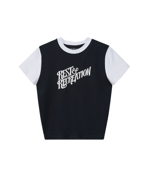 ウェーブ ロゴ カラーリング Tシャツ - ネイビー