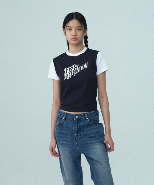 Rest&Recreation(レストアンドレクリエーション)の「ウェーブ ロゴ カラーリング Tシャツ - ネイビー(Tシャツ/カットソー・メンズ・その他・SMALL/MEDIUM)」の3枚目の写真