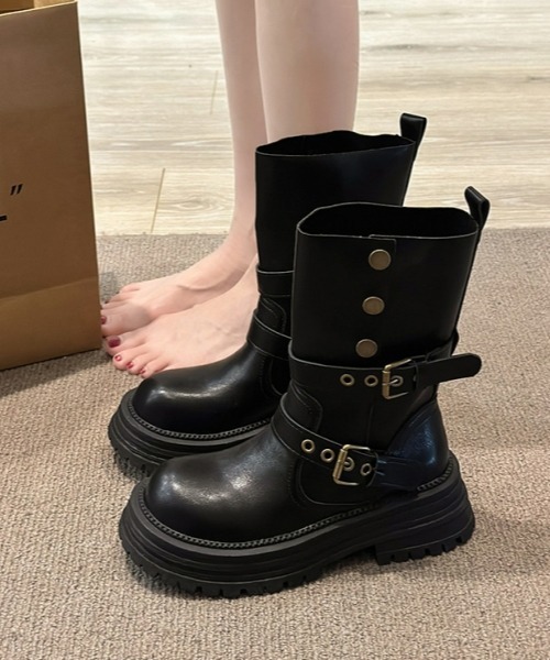 gossip!ロサンゼルス(ゴシップロサンゼルス)の「Y2Kガーリーレトロ2wayミドルブーツ(調節可能)(ブーツ・レディース・ブラウン/ブラック・M/XL/L/S)」の15枚目の写真