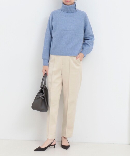 MICO COULIER（ミコクリエ）の「ピーチツイルストレッチストレートパンツ（その他パンツ・レディース・アイボリー/チャコールグレー・36/38）」の3枚目の写真