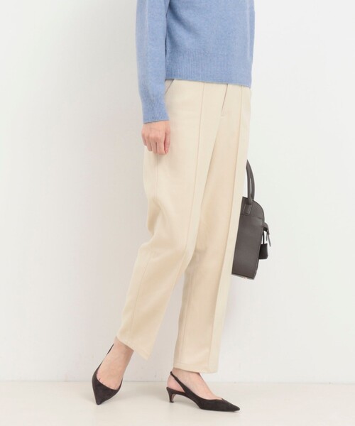 MICO COULIER（ミコクリエ）の「ピーチツイルストレッチストレートパンツ（その他パンツ・レディース・アイボリー/チャコールグレー・36/38）」の6枚目の写真