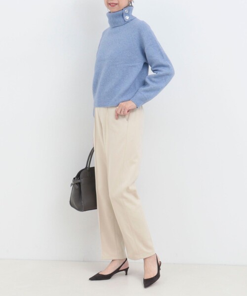 MICO COULIER（ミコクリエ）の「ピーチツイルストレッチストレートパンツ（その他パンツ・レディース・アイボリー/チャコールグレー・36/38）」の7枚目の写真