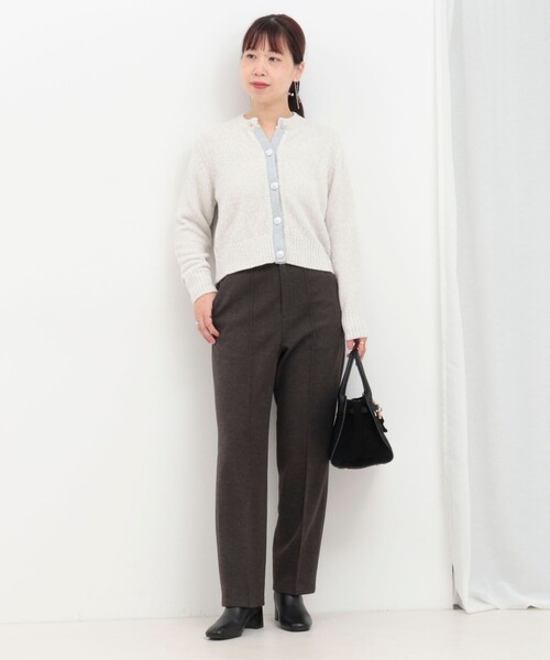 MICO COULIER（ミコクリエ）の「ピーチツイルストレッチストレートパンツ（その他パンツ・レディース・アイボリー/チャコールグレー・36/38）」の12枚目の写真