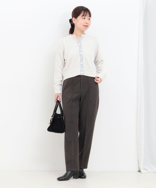 MICO COULIER（ミコクリエ）の「ピーチツイルストレッチストレートパンツ（その他パンツ・レディース・アイボリー/チャコールグレー・36/38）」の14枚目の写真