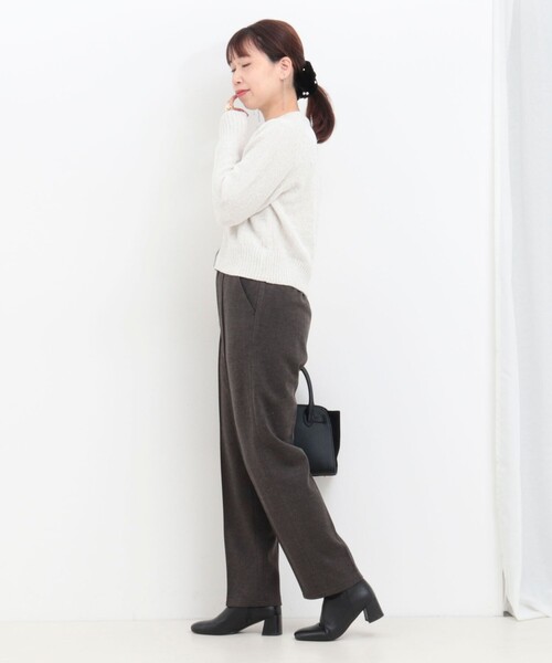 MICO COULIER（ミコクリエ）の「ピーチツイルストレッチストレートパンツ（その他パンツ・レディース・アイボリー/チャコールグレー・36/38）」の15枚目の写真