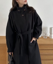 Eclat one | 【Eclat one】2WAYネック ステンカラー フェイクウール ロングコート(ステンカラーコート)