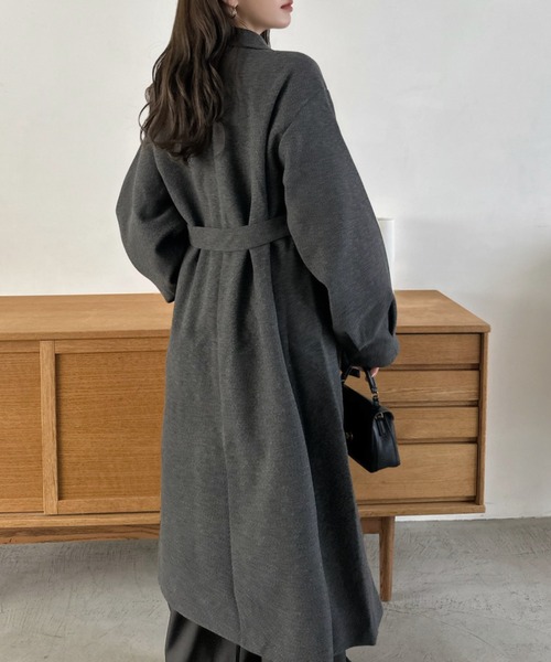 Eclat one（エクラワン）の「【Eclat one】2WAYネック ステンカラー フェイクウール ロングコート（ステンカラーコート・レディース・チャコール/ブラウン系その他/ブラック・M）」の17枚目の写真