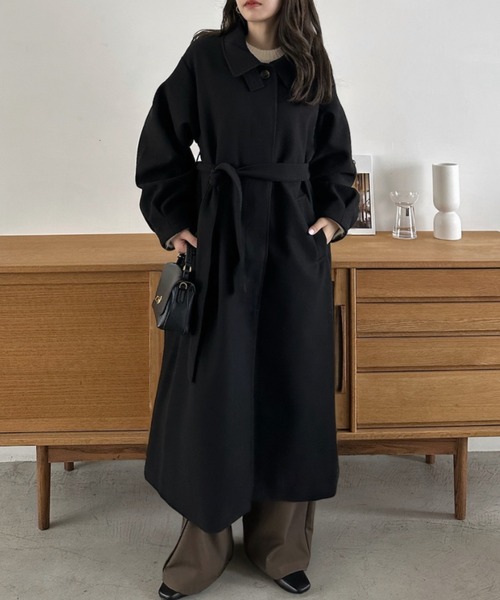 セール】【Eclat one】2WAYネック ステンカラー フェイクウール ロング