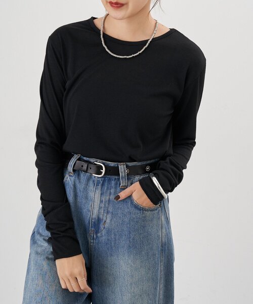 SHENERY（シーナリー）の「シンプルブラウス（シャツ/ブラウス・レディース・ブラック/オフホワイト・FREE）」の2枚目の写真