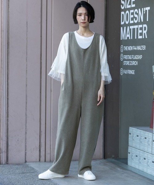 Munich（ミューニック）の「オーガニックコットンパイルコンビネゾン（つなぎ/オールインワン・レディース・カーキ/ブルーグレー/ブラック・FREE）」の3枚目の写真