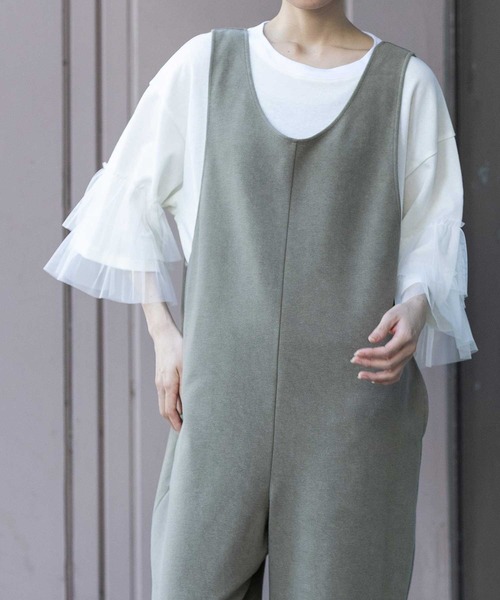 Munich（ミューニック）の「オーガニックコットンパイルコンビネゾン（つなぎ/オールインワン・レディース・カーキ/ブルーグレー/ブラック・FREE）」の4枚目の写真