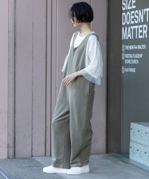 Munich（ミューニック）の「オーガニックコットンパイルコンビネゾン（つなぎ/オールインワン・レディース・カーキ/ブルーグレー/ブラック・FREE）」の8枚目の写真