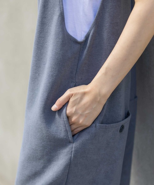 Munich（ミューニック）の「オーガニックコットンパイルコンビネゾン（つなぎ/オールインワン・レディース・カーキ/ブルーグレー/ブラック・FREE）」の15枚目の写真