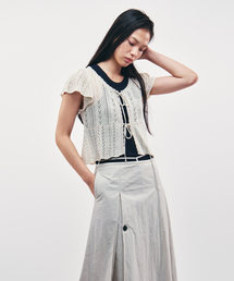 CITYBREEZE（シティブリーズ）の「クロシェダブルタイ半袖カーディガン_BEIGE（カーディガン/ボレロ）」