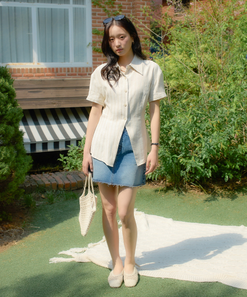 SALON DE YOHN（サロンドヨーン）の「Classic Linen Short Sleeve Shirt_ Beige（シャツ/ブラウス・レディース・その他・SMALL/MEDIUM）」の2枚目の写真