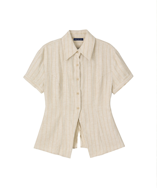 SALON DE YOHN（サロンドヨーン）の「Classic Linen Short Sleeve Shirt_ Beige（シャツ/ブラウス・レディース・その他・SMALL/MEDIUM）」の4枚目の写真