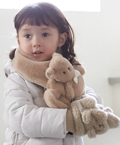 petit main(プティマイン)の「ププテテマフラー(マフラー・キッズ・アイボリー/ライトベージュ・F)」の6枚目の写真