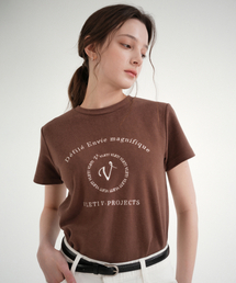 VLETI（ブレッティ）の「Main Logo Needlework T-shirt (Cocoa)（Tシャツ/カットソー）」