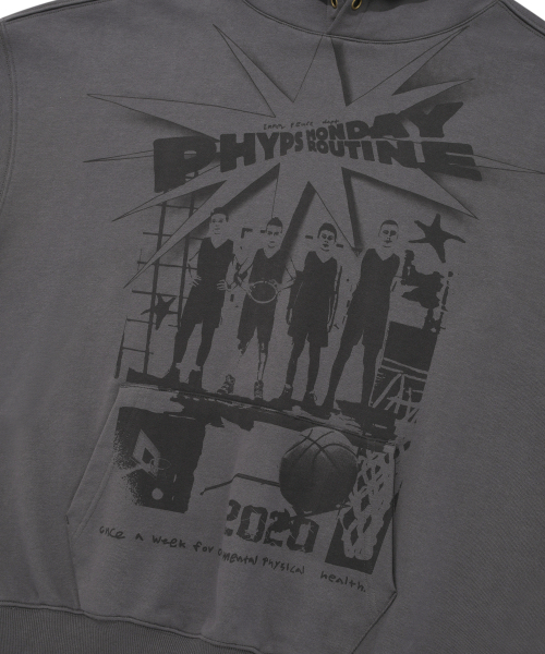 PHYSICAL DEPARTMENT(フィジカル デパートメント)の「カートゥーンバスケットボールフードブルーチャコール(パーカー・レディース・その他・SMALL/MEDIUM/LARGE/X-LARGE)」の5枚目の写真