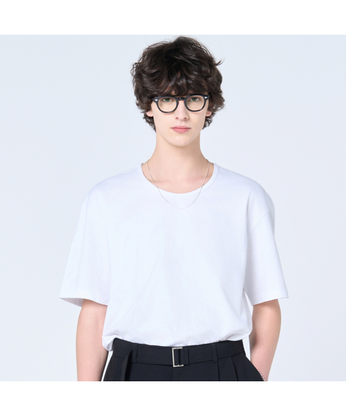 HYOJI(ヒョージ)の「SS ルーズフィット Uネック 半袖Tシャツ (3カラー)(Tシャツ/カットソー・メンズ・アイボリー/ブラック/グレー・LARGE/MEDIUM/X-LARGE/SMALL)」の1枚目の写真