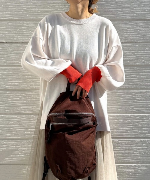 Q（キュー）の「袖配色スリットニット（ニット/セーター・レディース・レモンイエロー/アイボリー/ブラック・MEDIUM）」の13枚目の写真