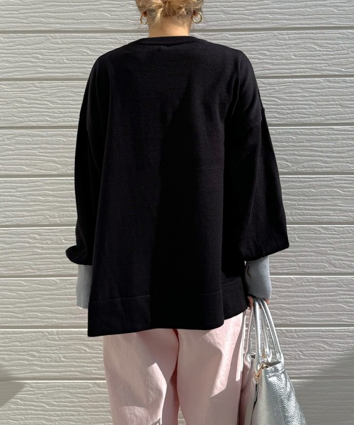 Q（キュー）の「袖配色スリットニット（ニット/セーター・レディース・レモンイエロー/アイボリー/ブラック・MEDIUM）」の22枚目の写真