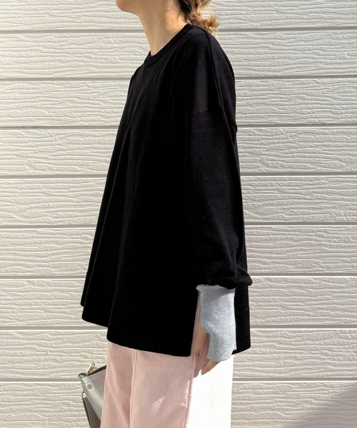 Q（キュー）の「袖配色スリットニット（ニット/セーター・レディース・レモンイエロー/アイボリー/ブラック・MEDIUM）」の21枚目の写真